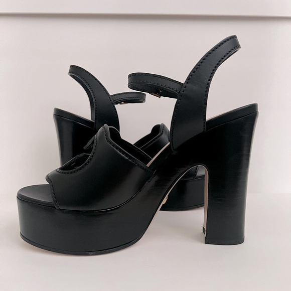 GUCCI Interlocking G Cutout Block Heel Platform Sandals Black Leather - Picture 10 of 16